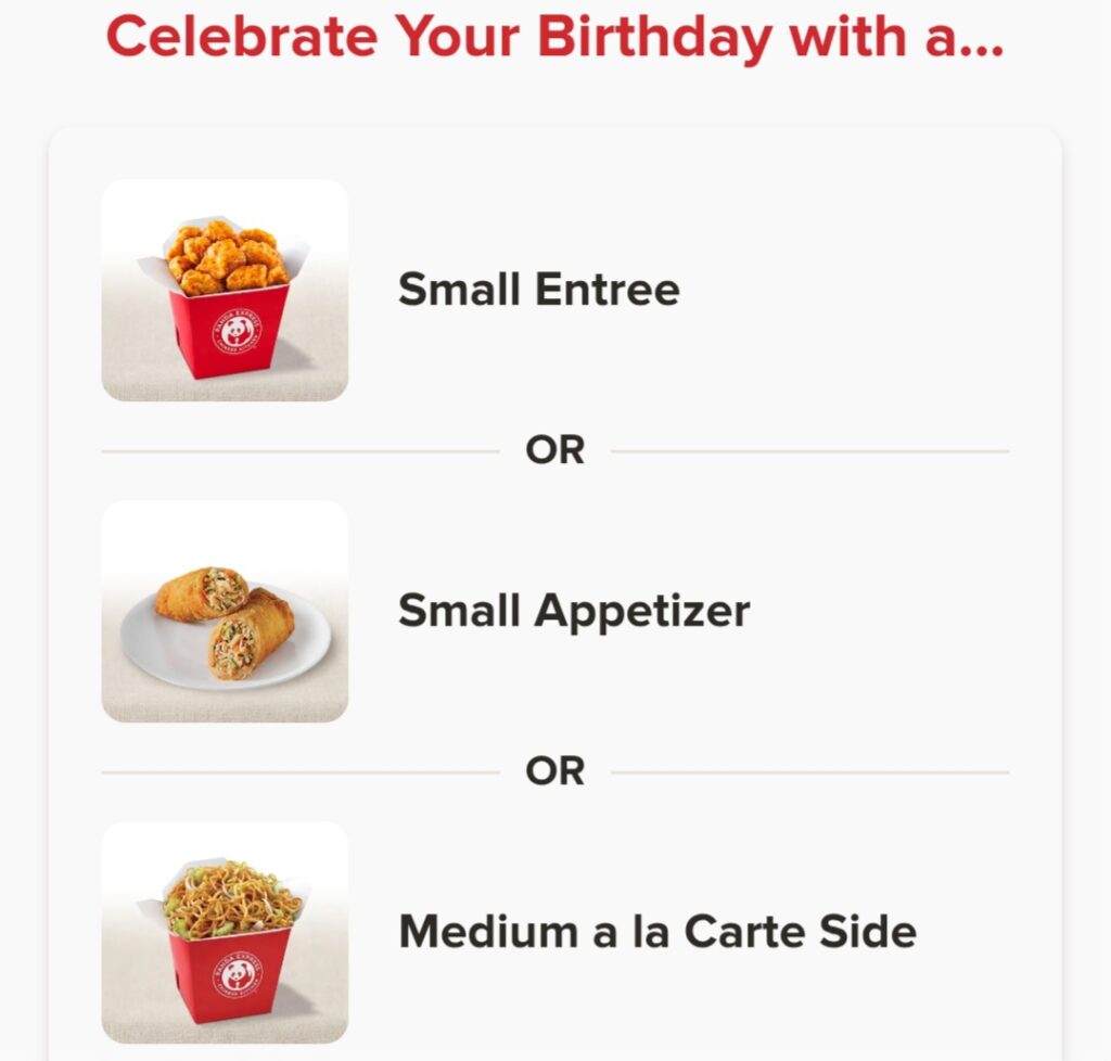 パンダエクスプレスのバースデーフリービー